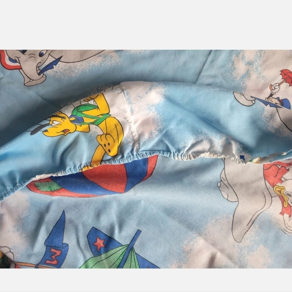 Vintage Disney Mickey Mouse Air Mobile TWIN Sheet Set Pillow Case Fitted Flat - Picture 6 of 8